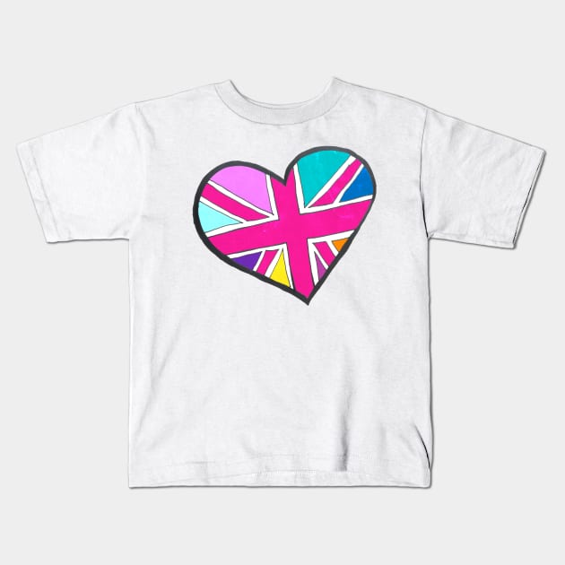 She's So Bright Union Jack Heart Kids T-Shirt by lolosenese